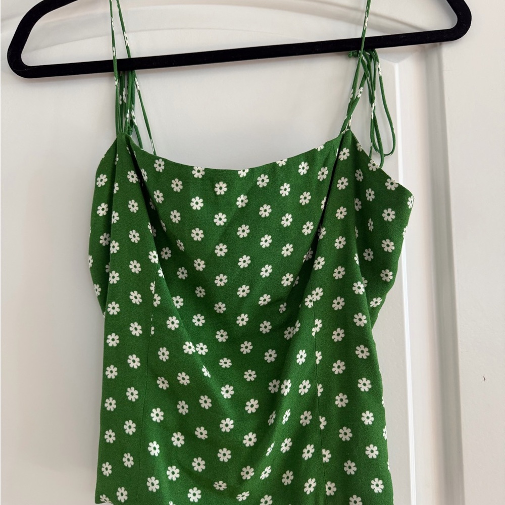 Reformation Green Daisy Neck Tie Tank